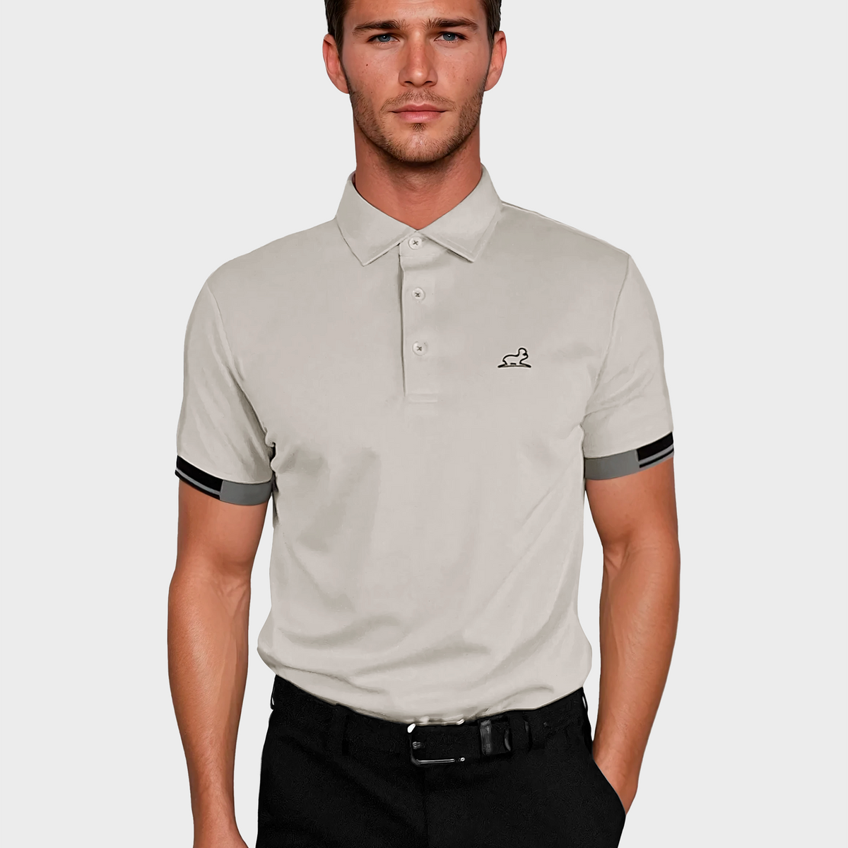 Mens Golf Polo Shirt | Pique Polo Shirt | Beige Golf Polo Shirt