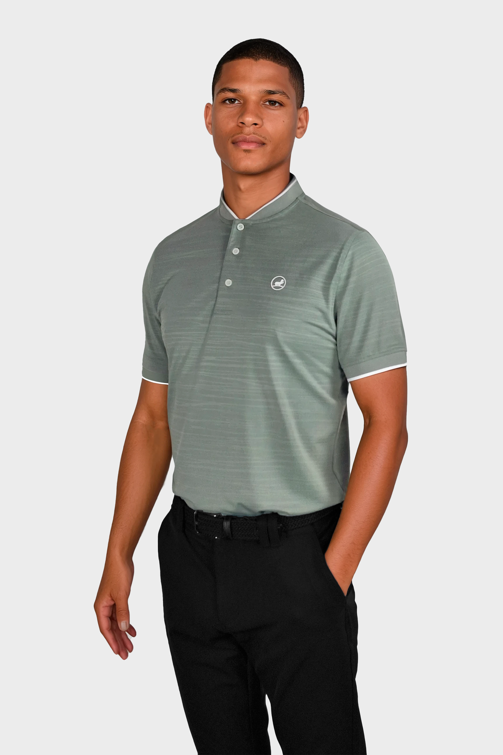 Bomber collar polo shirt | Golf polo shirt for men | Mens golf clothes WHAT BUNKERS Bomber collar polo shirt | Golf polo shirt for men | Mens golf clothes WHAT BUNKERS