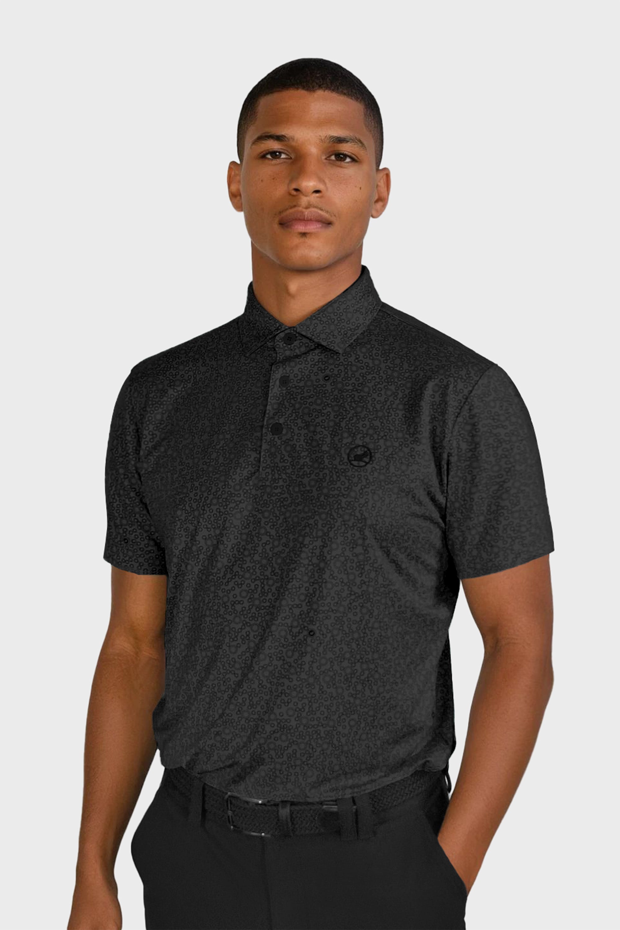 Dylan polo shirt | Black/Charcoal | Stretchy golf polo | Shop now